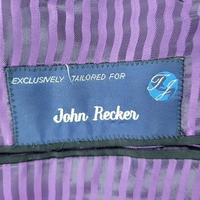 Royal Classic Black Purple Pinstriped 2 Button Notch Blazer Sport Coat USA 45L