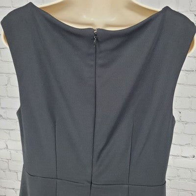 Ann Taylor Black Sleeveless Cowl Neck Lined Stretch Shift Dress Size 10