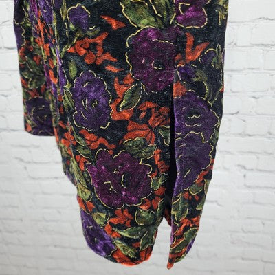 VTG Maren Multicolor Velvety Metallic Floral Toggle Vest USA Made Size Medium M
