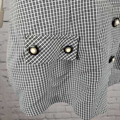 VTG Reina Black White Check Buttoned Lightweight Vest Jacket USA Made Size 24W