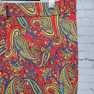 Lauren Ralph Lauren Multicolor Paisley Stretch Mid Rise Tapered Pants 8 (31x29)