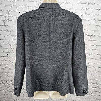 Jones NY Grey Wool Blend Stretch Platinum Easy Care Peak Blazer Suit Jacket 16