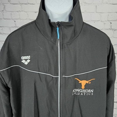 Longhorn Aquatics UT Black Full Zip Mesh Lined Logo Windbreaker Jacket 3XL