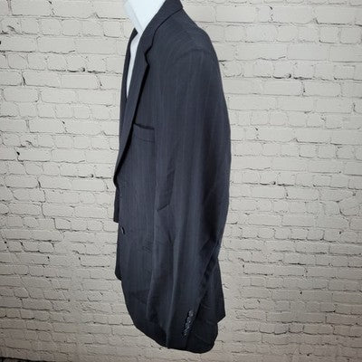 Jos A Bank Dark Navy Pinstriped 100% Wool Travelers Blazer Sport Coat Size 42R