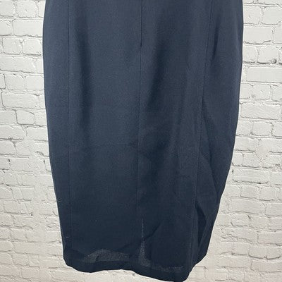 Rena Rowan Saville Black Sleeveless Square Neck Zipped Lined Shift Dress Size 10