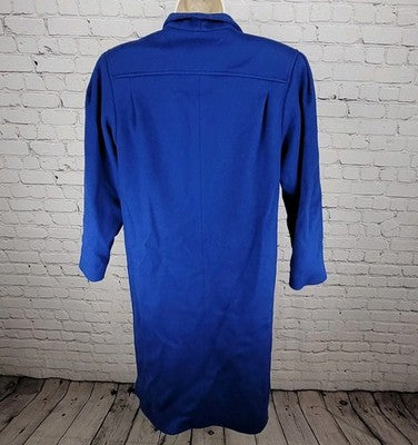 VTG KAREN Blue 100% Wool Puff Sleeve Heavyweight Lined Pea Coat USA Made Size 6