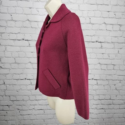 VTG Mirsa Red 100% Wool 2 Piece Set Buttoned 3/4 Sleeve Crop Jacket Top Italy 8