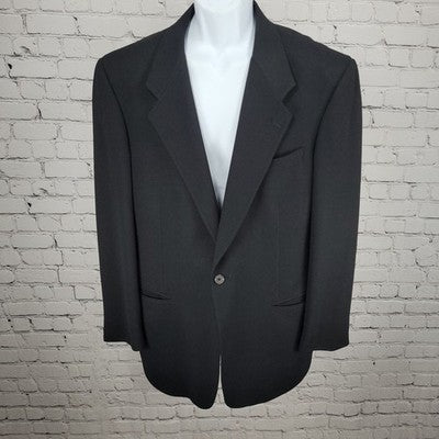 The Texas Clothier Black 1 Button Ventless Notch Blazer Sport Coat USA 42