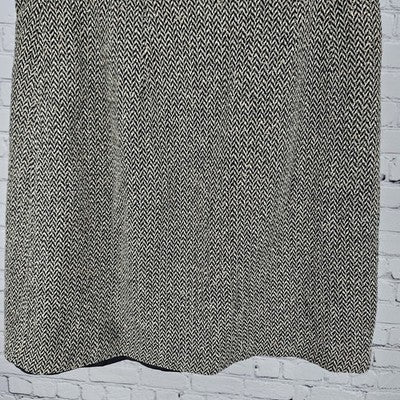 VTG Ann Taylor Black Tan Wool Silk Herringbone Velvet Trim Short Wrap Skirt 8