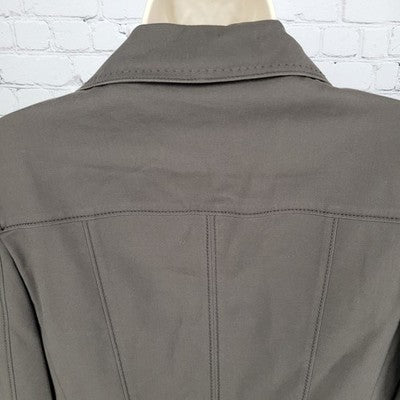 Ann Taylor Brown Cotton Blend Stretch Buttoned Collared Unlined Jacket Size 6
