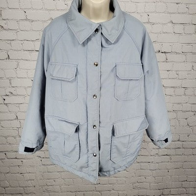 VTG Blair Blue Thinsulate Zip & Snap Utility Workwear Jacket USA Made Size XL