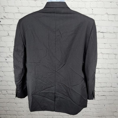 Lauren Ralph Lauren Black 100% Wool Pinstriped 2 Button Blazer Sport Coat 42S