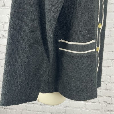 C.D. Petites Black Gold Buttoned Lightweight Sweater Cardigan Size Large L