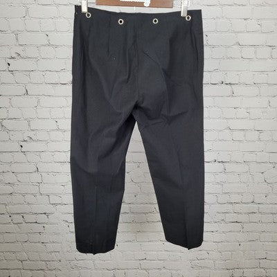 J. McLaughlin Black Cotton Grommet Mid Rise Cropped Pants USA Made 8 (30x25)