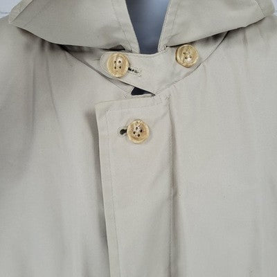 VTG Ballymoor Beige Buttoned Faux Fur Removable Liner Trench Coat Size 44R