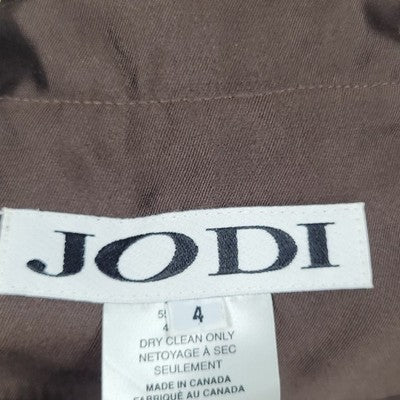 Jodi Brown Wool Silk Blend Gold Embroidered 3/4 Sleeve Buttoned Jacket Size 4