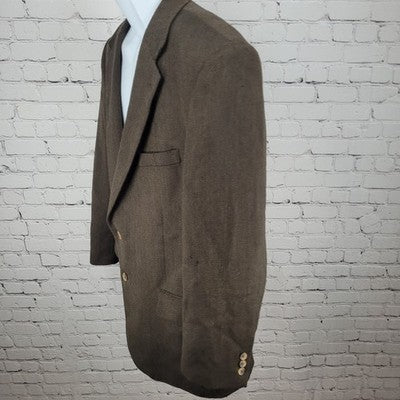 Alan Flusser Brown 100% Lambswool Tweed Notch Vented Blazer Sport Coat Size 44R