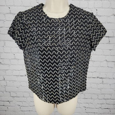 VTG Gloria Swanson Puritan Forever Young Fashion Black Sequin Top Size Small S