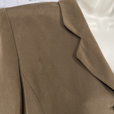 VTG Rena Rowan Brown 100% Silk Lightweight Lined Buttoned Pockets Jacket Size 6P
