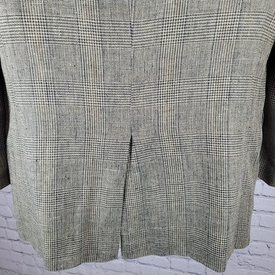Austin Reed Tan 100% Silk Houndstooth 2 Button Notch Blazer Sport Coat Size 42L
