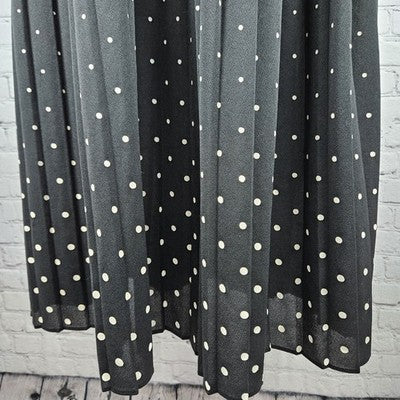 Jenny Black Polka Dot Puff 3/4 Sleeve Unlined Stretch Blouson Midi Dress USA 3X