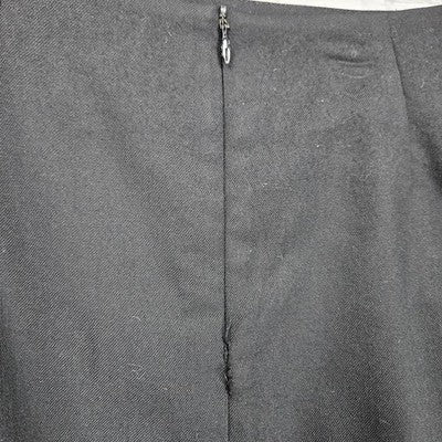 VTG Mikai Jerry Shabo Black Wool Back Slit Lined Pencil Straight Midi Skirt US 6