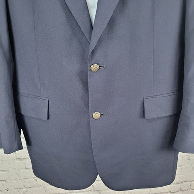 Jos A Bank Navy 100% Wool 2 Button Single Vented Notch Blazer Sport Coat 42R
