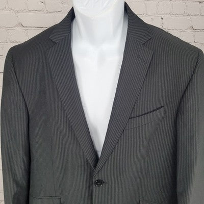 Billy London Black Pinstriped 2 Button Double Notch Blazer Sport Coat Size 42S