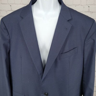 Joseph Abboud Navy 100% Wool Marzotto Super 100's Blazer Sport Coat US 50R *hole