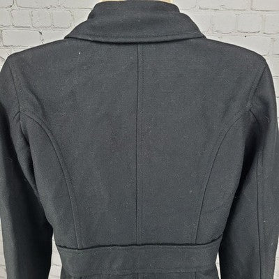 Tulle Anthropologie Black Wool Blend Buttoned Collared Coat Small S