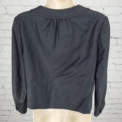 J. CREW Black 100% Wool Super 120's Lightweight Buttoned Lined Jacket Size 4