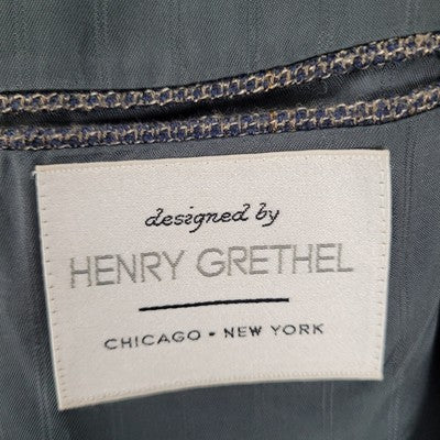 VTG Henry Grethel Brown Windowpane Tweed 2 Button Sport Coat USA Made Size 42L