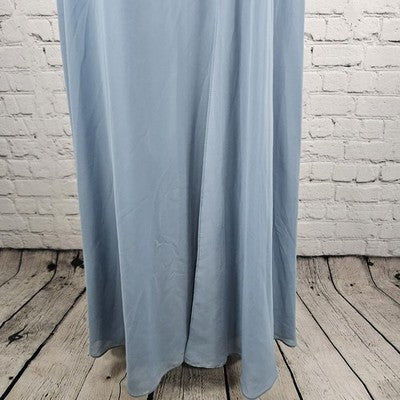 Jenny Yoo Blue Chiffon Strappy Open Back Side Slit Bridesmaid Maxi Dress 10