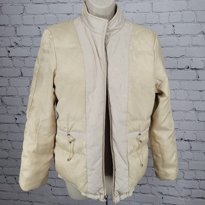 Lyle & Scott Beige Duck Down Insulated Quilted Full Zip Jacket Small S
