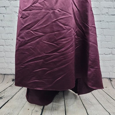 Bill Levkoff Purple Satin Strapless Pleated Back Zip Buttoned Lined Dress 6