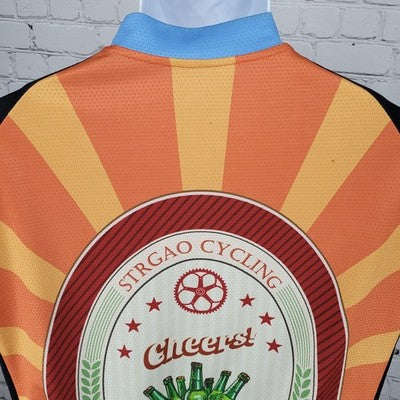 STRGAO Cycling Beer & Bike Tour Ride The City Full Zip Bike Jersey Size Large L