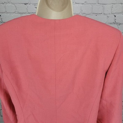 Nicola Pink Buttoned Collarless Lined Formal Suit Jacket Blazer Italy Size 6