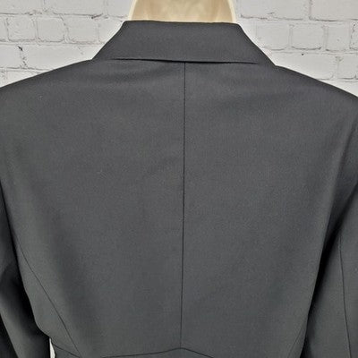 Ann Taylor LOFT Black Ruffle Pleated One Button Blazer Suit Short Jacket Size 8