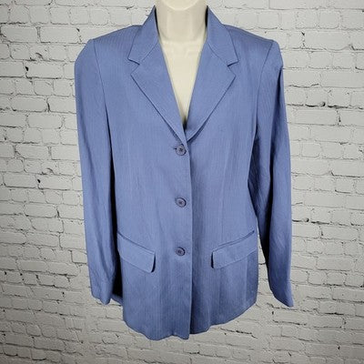 VTG Benchley Ltd Blue Linen Blend 3 Button Notch Blazer Suit Jacket USA Size 8T