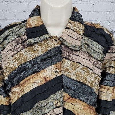 Keren Hart Multicolor Lightweight Long Sleeve Buttoned Collared Jacket Medium M