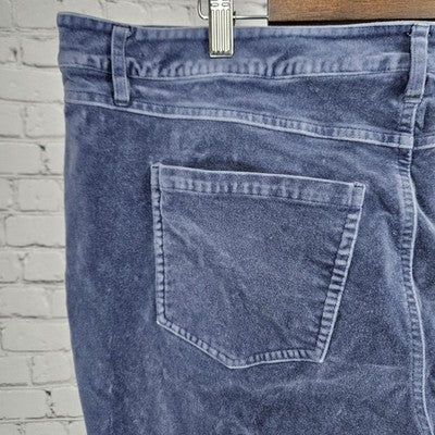 Soft Surroundings Blue Velveteen Stretch Straight Leg Ankle Pants 20W (40x26.5)