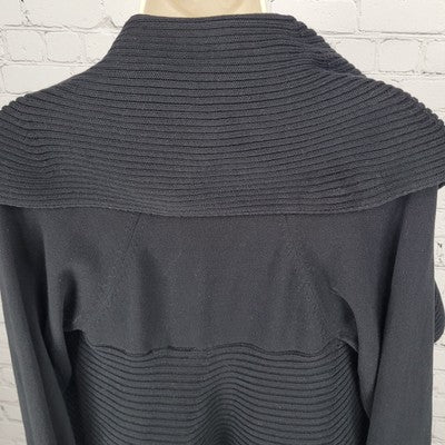 Freelance Black 100% Cotton Floral Embroidery Open Shawl Cardigan Size Large L