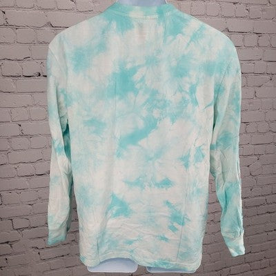 VTG Coca Cola Blue Tie Dye Crew Neck Embroidered Long Sleeve Shirt Medium M