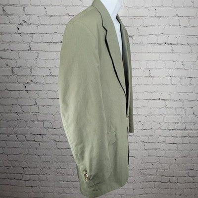Haggar Gentleman's Closet Green Gray 2 Button Vented Notch Blazer Sport Coat 46