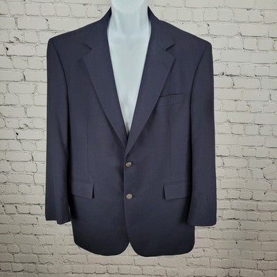 Jos A Bank Navy 100% Wool 2 Button Single Vented Notch Blazer Sport Coat 42R