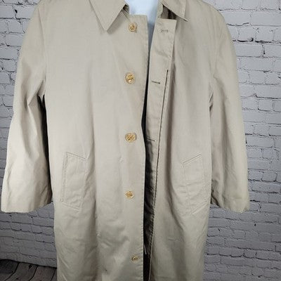 VTG Ballymoor Beige Buttoned Faux Fur Removable Liner Trench Coat Size 44R