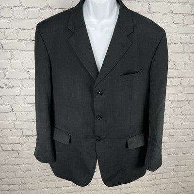 Jones New York Black Wool Blend 3 Button Ventless Blazer Sport Coat Size 44R
