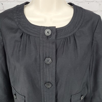 J. CREW Black 100% Wool Super 120's Lightweight Buttoned Lined Jacket Size 4