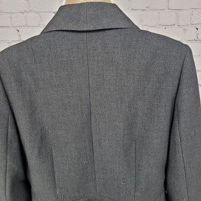 Ann Taylor Grey Hook & Loop Shawl Lapel Lined Stretch Suit Jacket 8