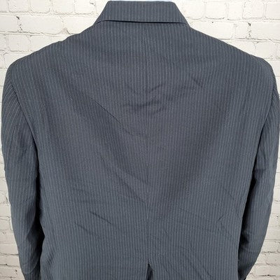 VTG Beall Park Navy Pinstriped 2 Button Vented Notch Blazer Sport Coat USA 42